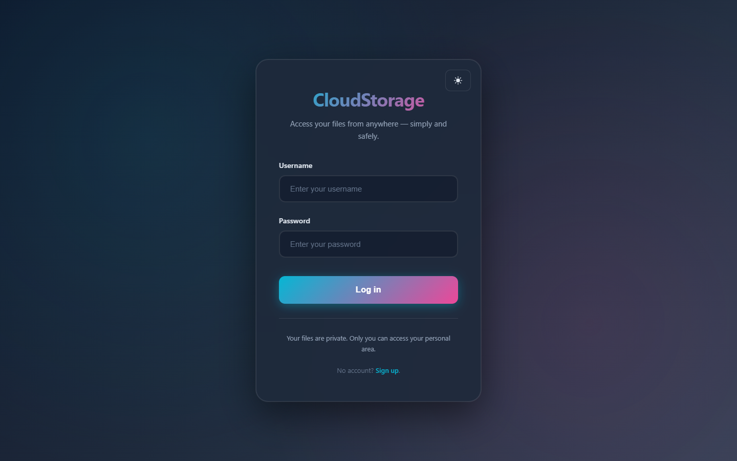 Login page
