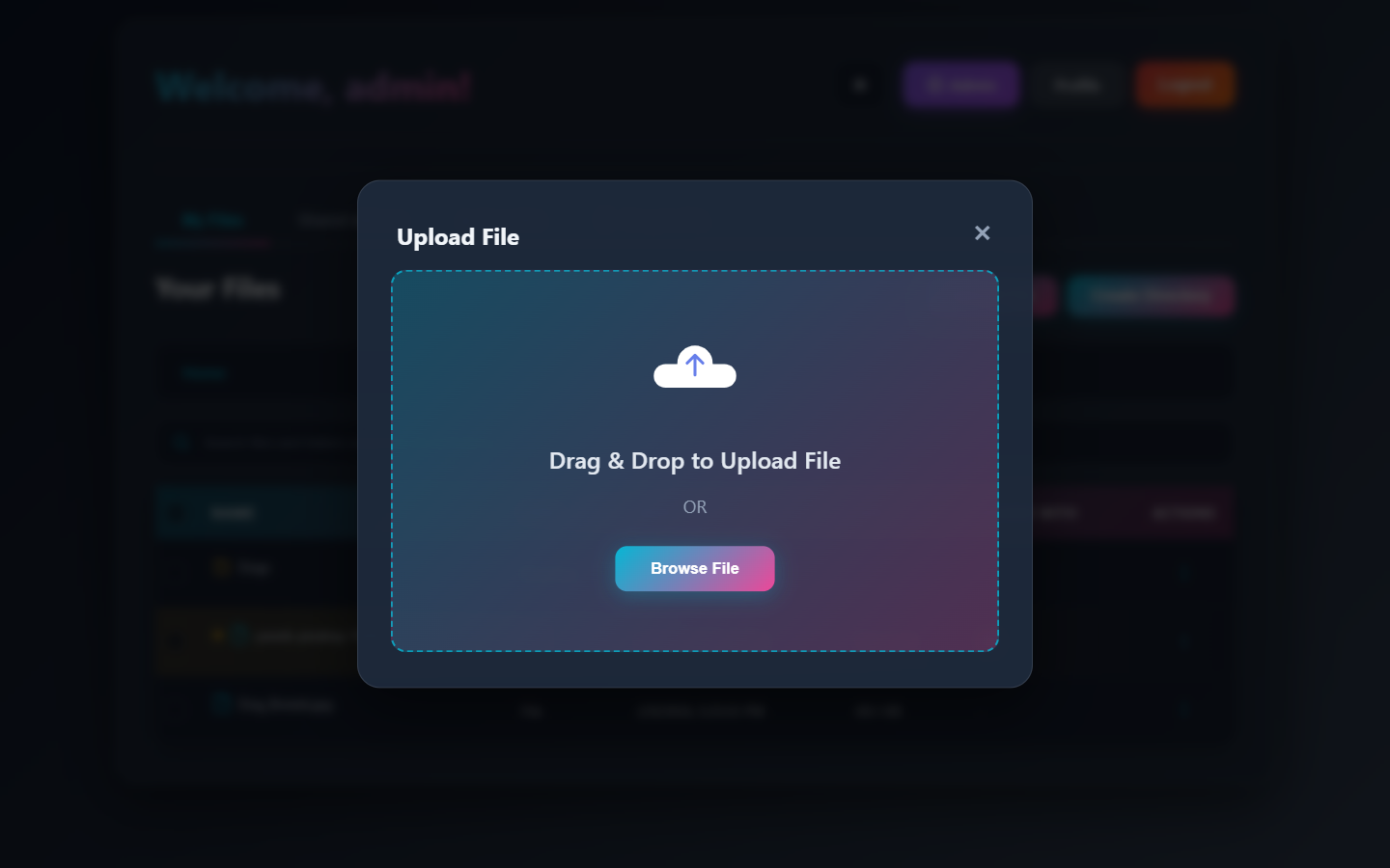 Upload modal