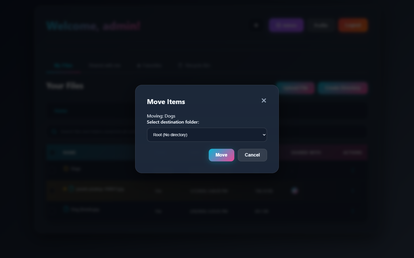Move modal