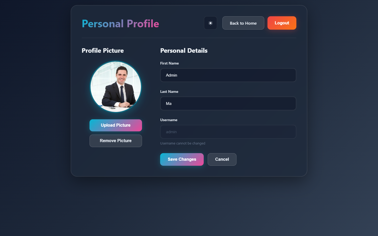 Profile page